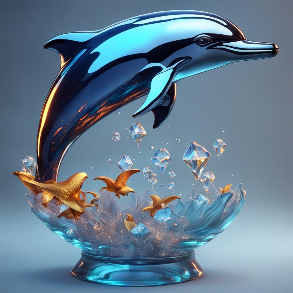 Elegant Crystal Dolphin Art Decoration
