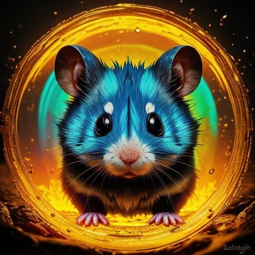 Surreal Six-Eyed Hamster in Expressionist Style