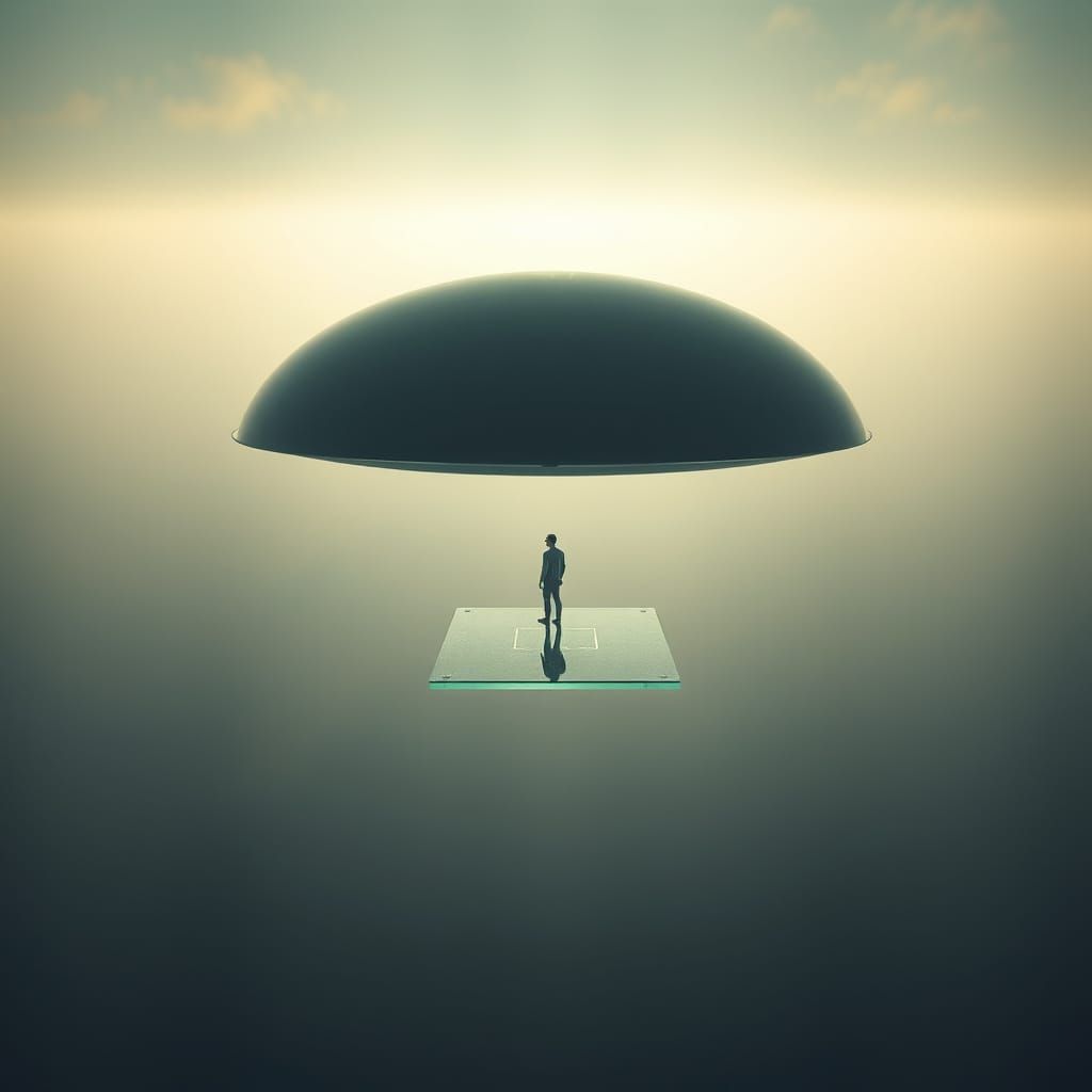 Standing on a Glass Void: Futuristic Landscape