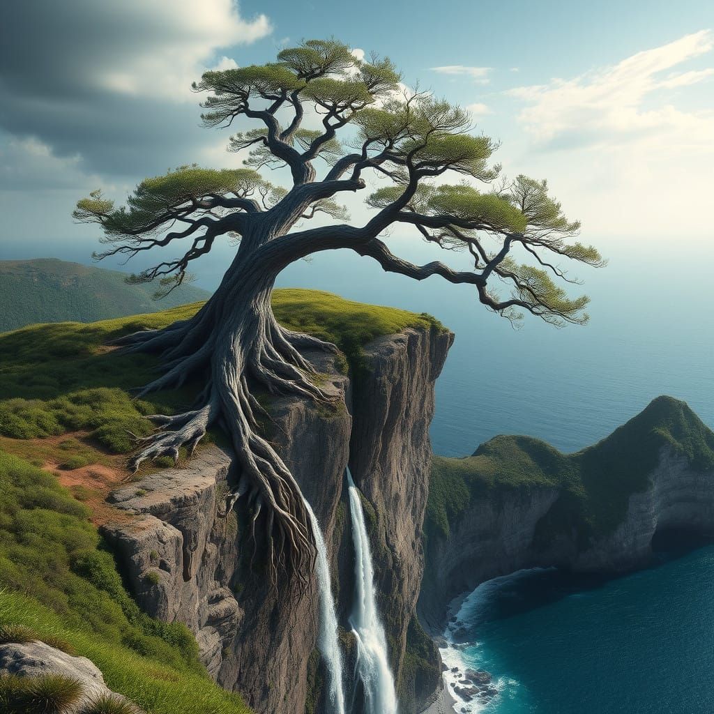 Lovers' Eternal Bond in Dreamy Mythic Landscape