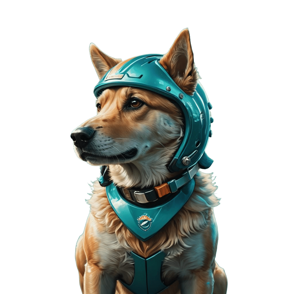 Miami Dolphins Dog with Helmet: Detailed Matte Painting