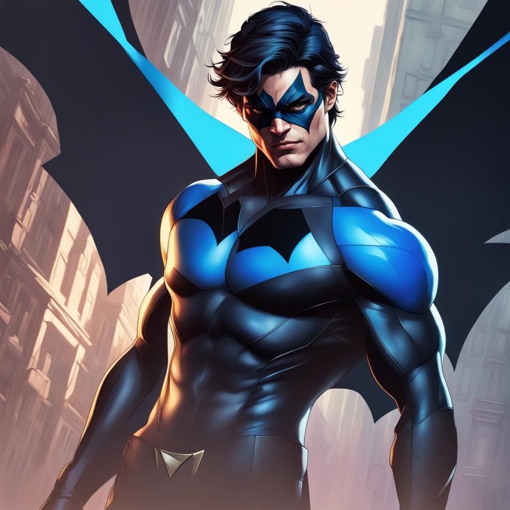 Hyperdetailed Nightwing Portrait in Dynamic Lighting