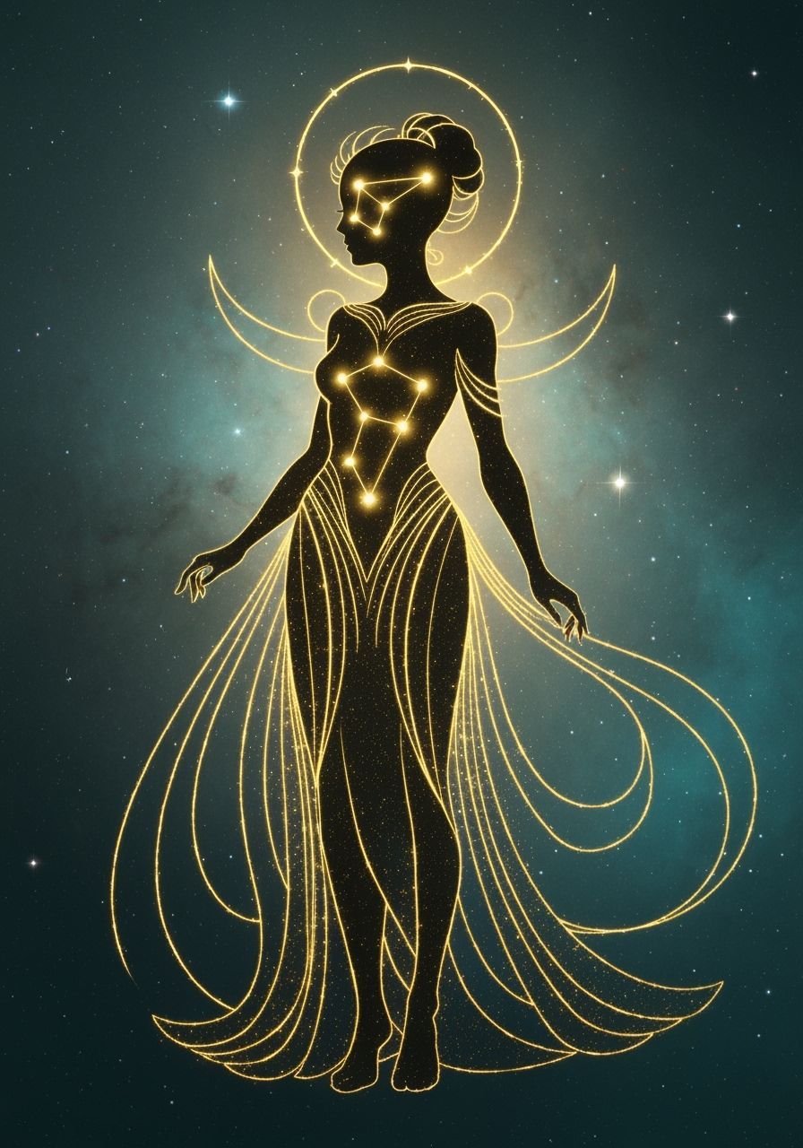 Starborn Oracle's Celestial Dress in Cosmic Mystery