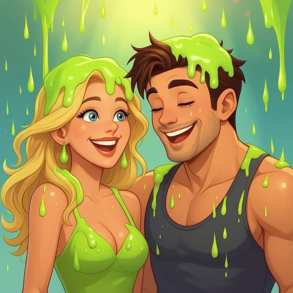 Couple Hilariously Getting Slimed on Romantic Date
