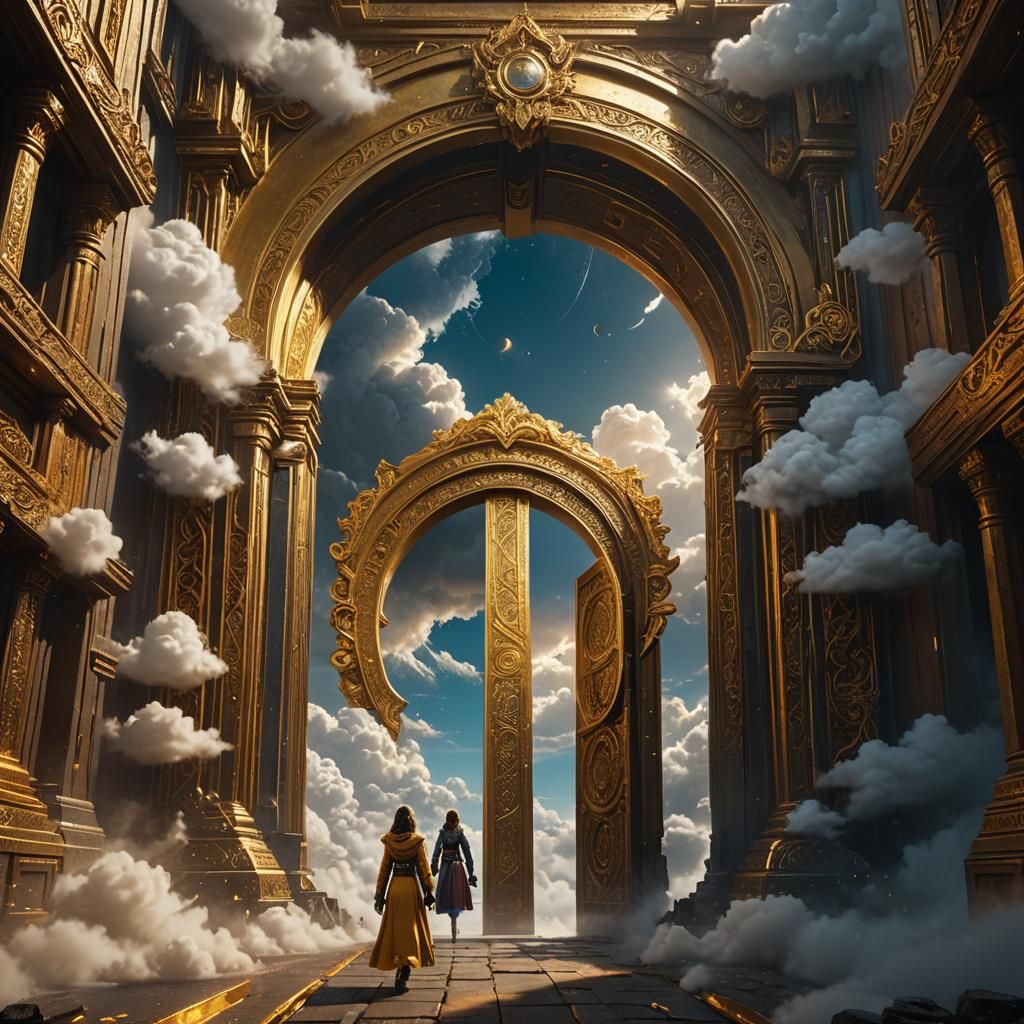 Golden Portal Fantasy Concept Art in 8K