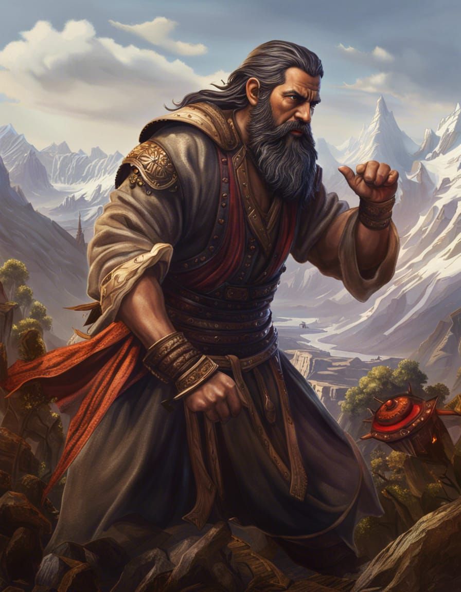 Angry Monk in Mountain Valley: Hyperrealistic Detailed Portr...