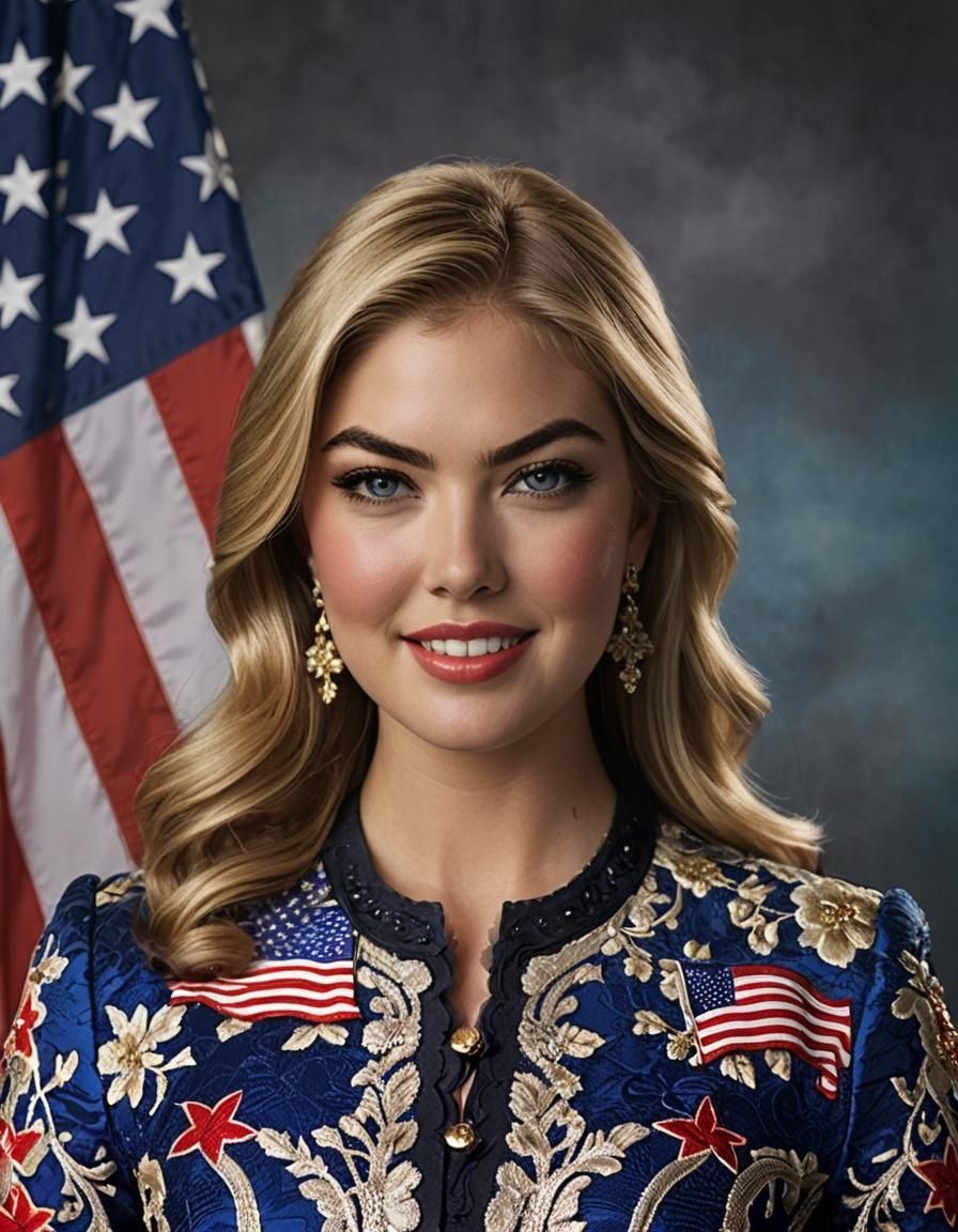 Confident Politician in Kebaya with US Flag