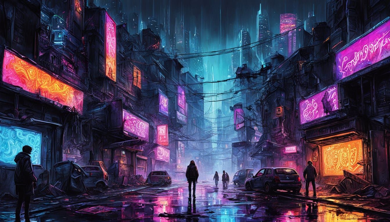 Cyberpunk Metropolis at Sunset: A Hauntingly Mesmerizing Cit...