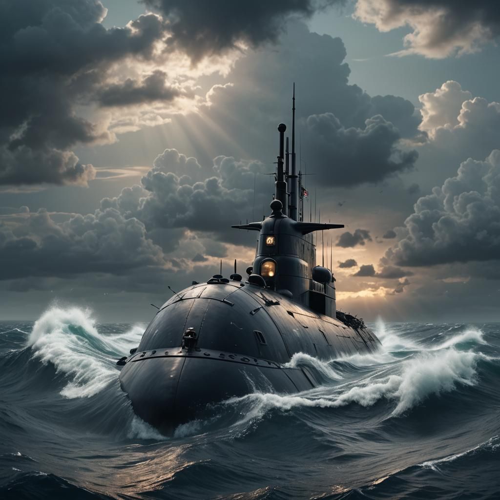 Typhoon Class Submarine in the Deep Ocean