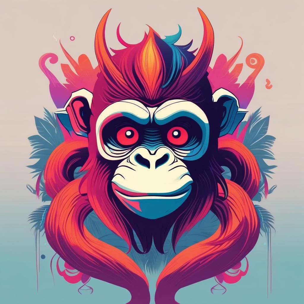 Joyful Monkey Demon in Cel-Shaded Style