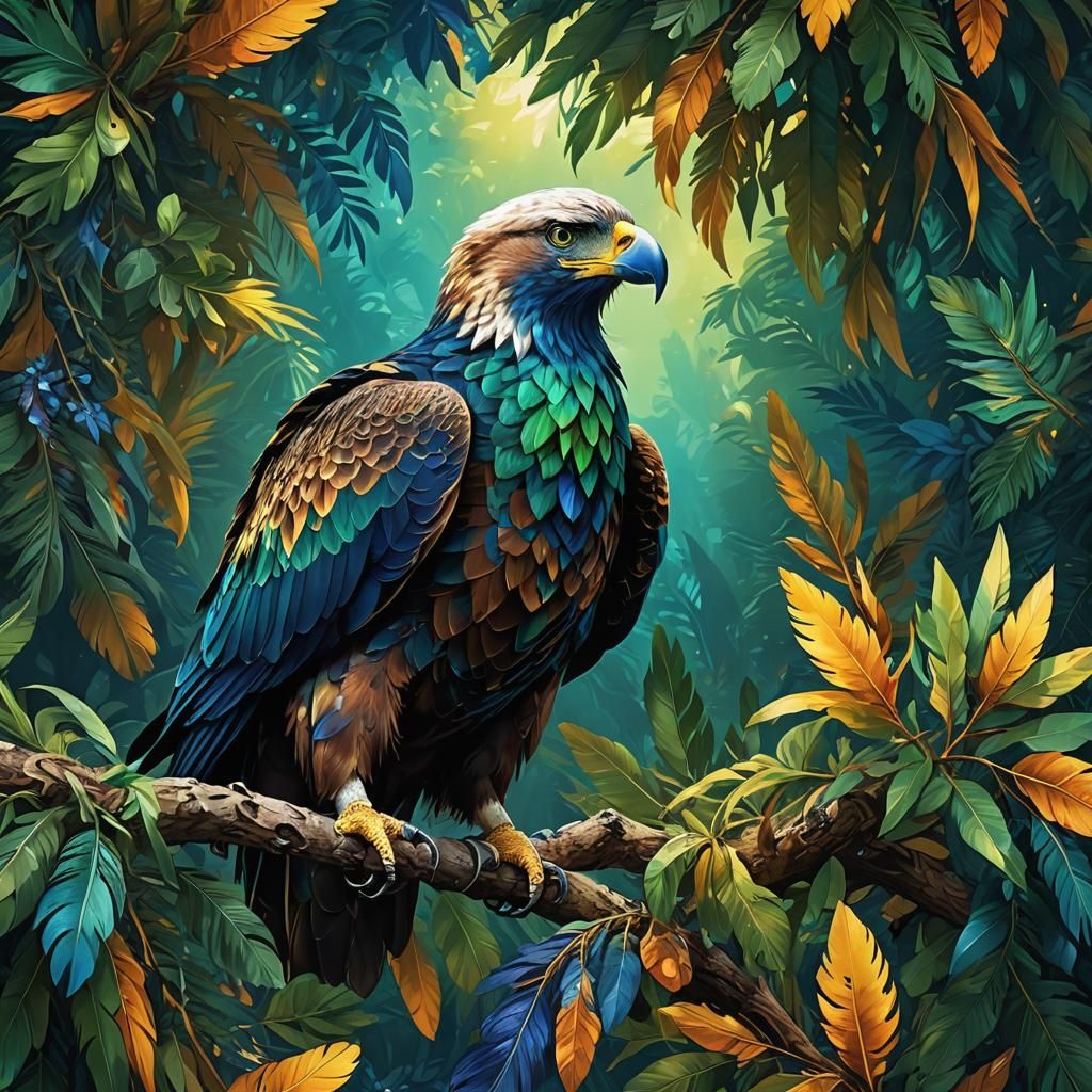 Eagle Parrot Hybrid in Vibrant Digital Art