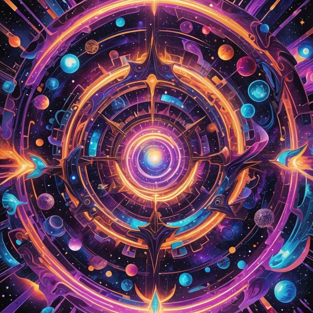 Cosmic Surrealism: Spaceships Merge in Celestial Vortex