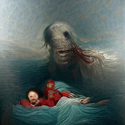 Horror Scene of Crying Person in Doré Style