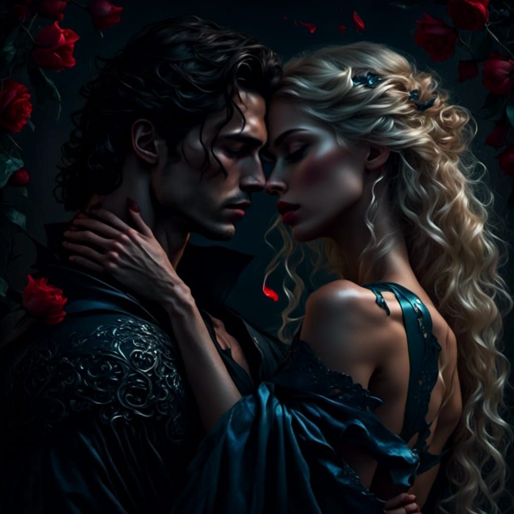 Persephone and Hades: A Romantic Garden Embrace
