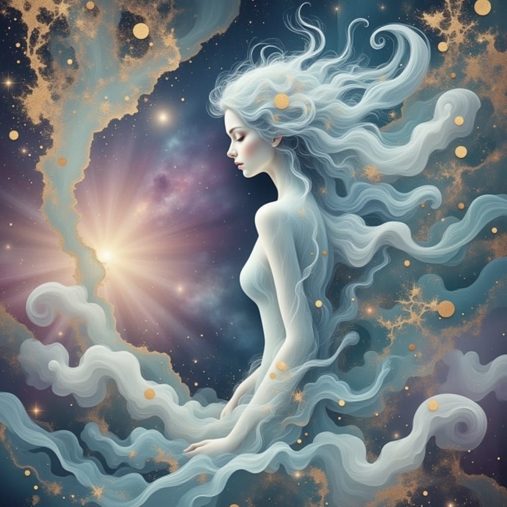 Surreal Cosmic Goddess in Ethereal Cosmic Realm