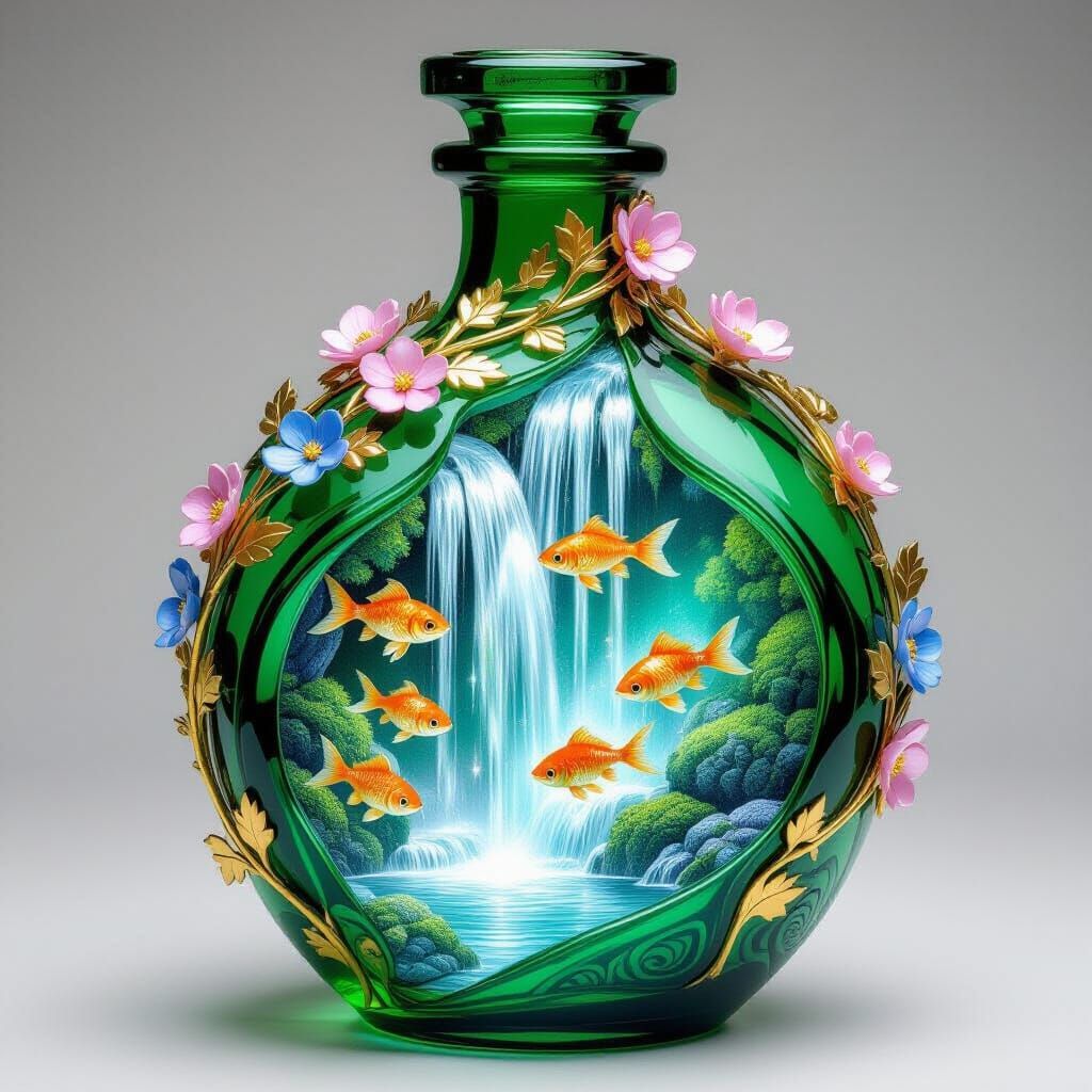 Art Nouveau Emerald Waterfall Bottle