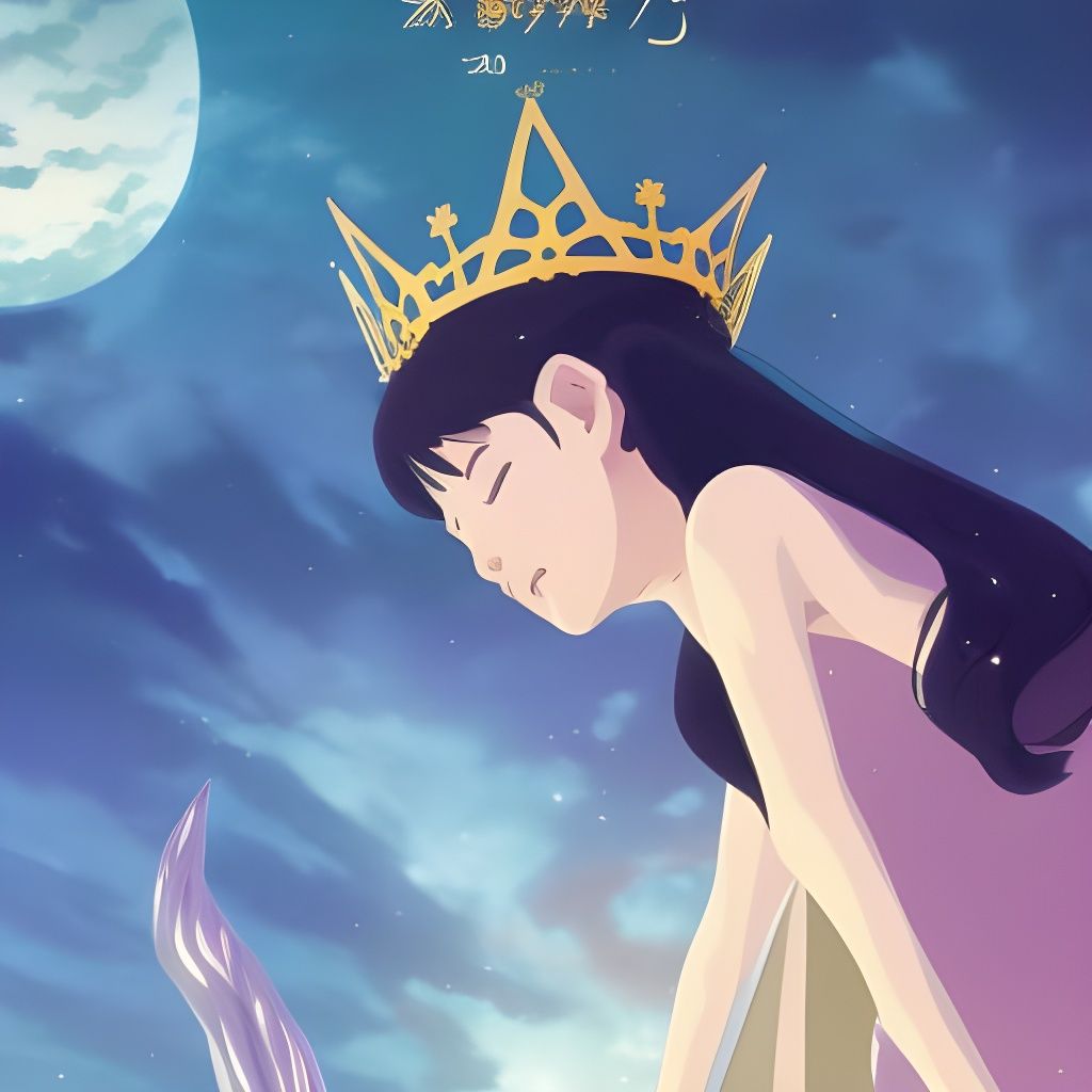 Anime Queen with Crown in Ghibli Style