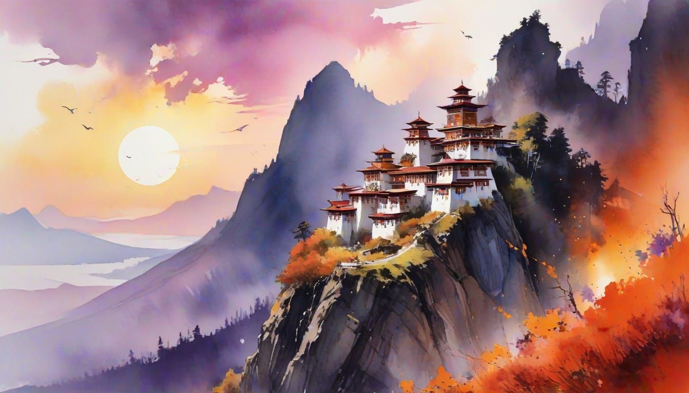 Mountain Monastery Transcends the Flaming Horizon