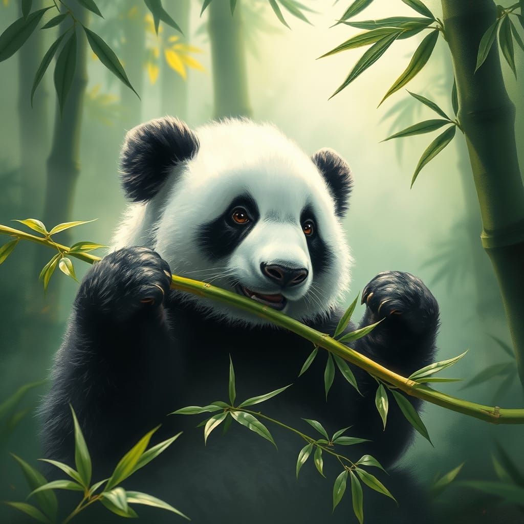Serene Panda in Lush Forest