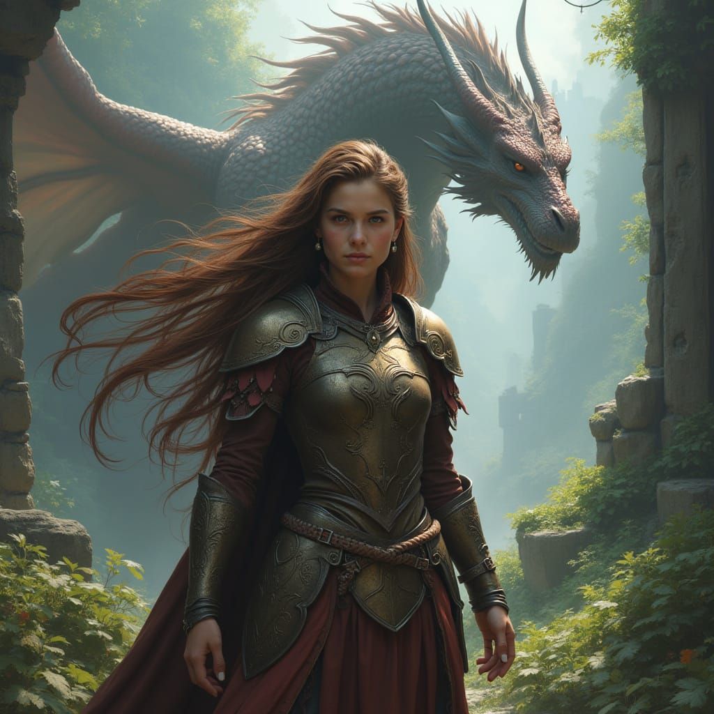 Epic Fantasy Warrior in Mystical Realm