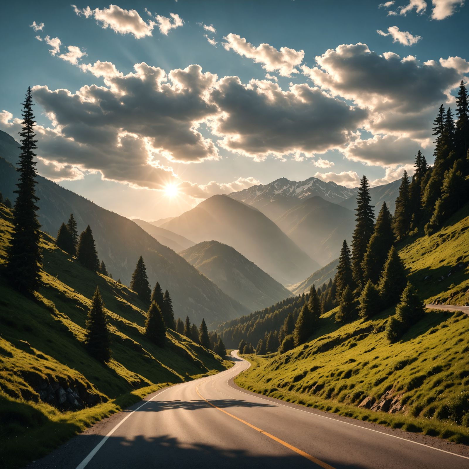 Mountain Road in Hyperrealistic HDR