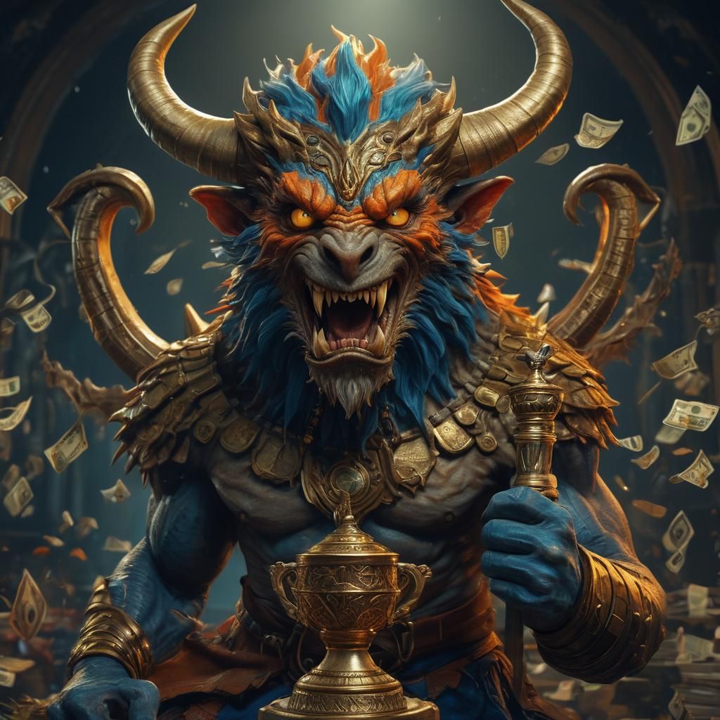 Furious Champion Creature Portrait in High Fantasy Style