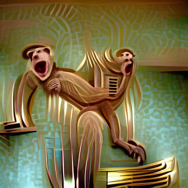 Art Deco Monkey Screaming in Existential Crisis