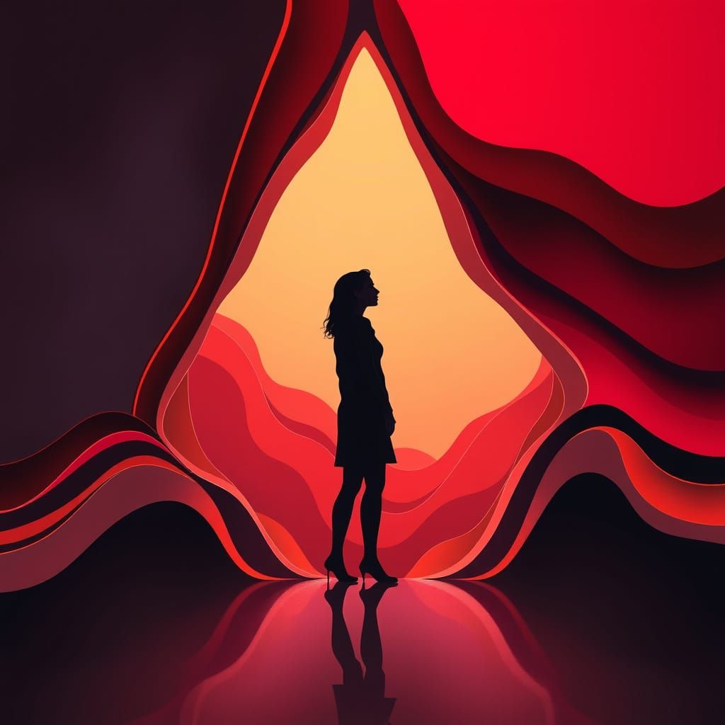 Geometric Silhouette of Woman in Portal of Color