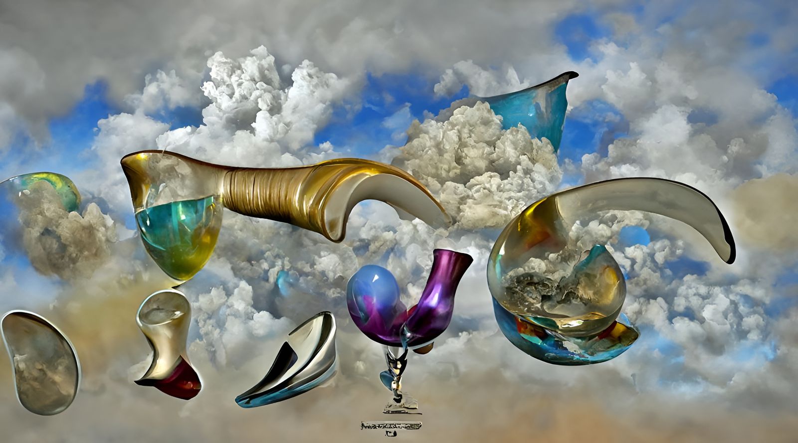 Surreal Geode Balloons Drift in Alcohol Ink Sky