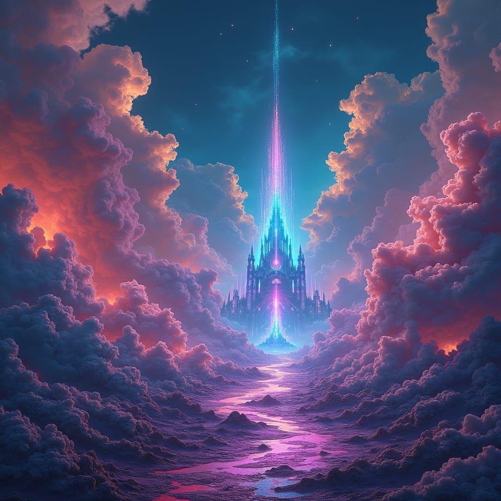 Rainbow Storm Illuminates Ethereal Fantasy Realm