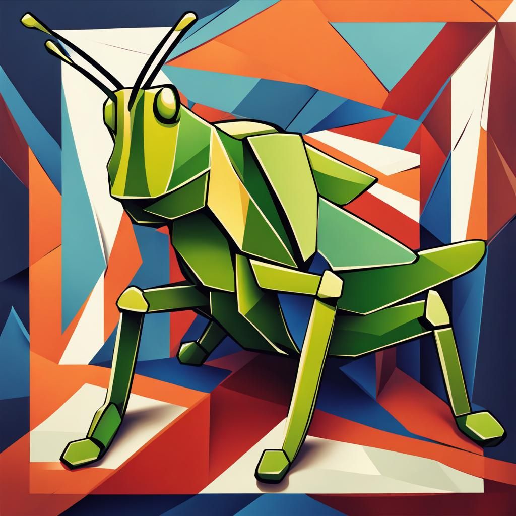 Cubist Grasshopper in Geometric Art Deco Style
