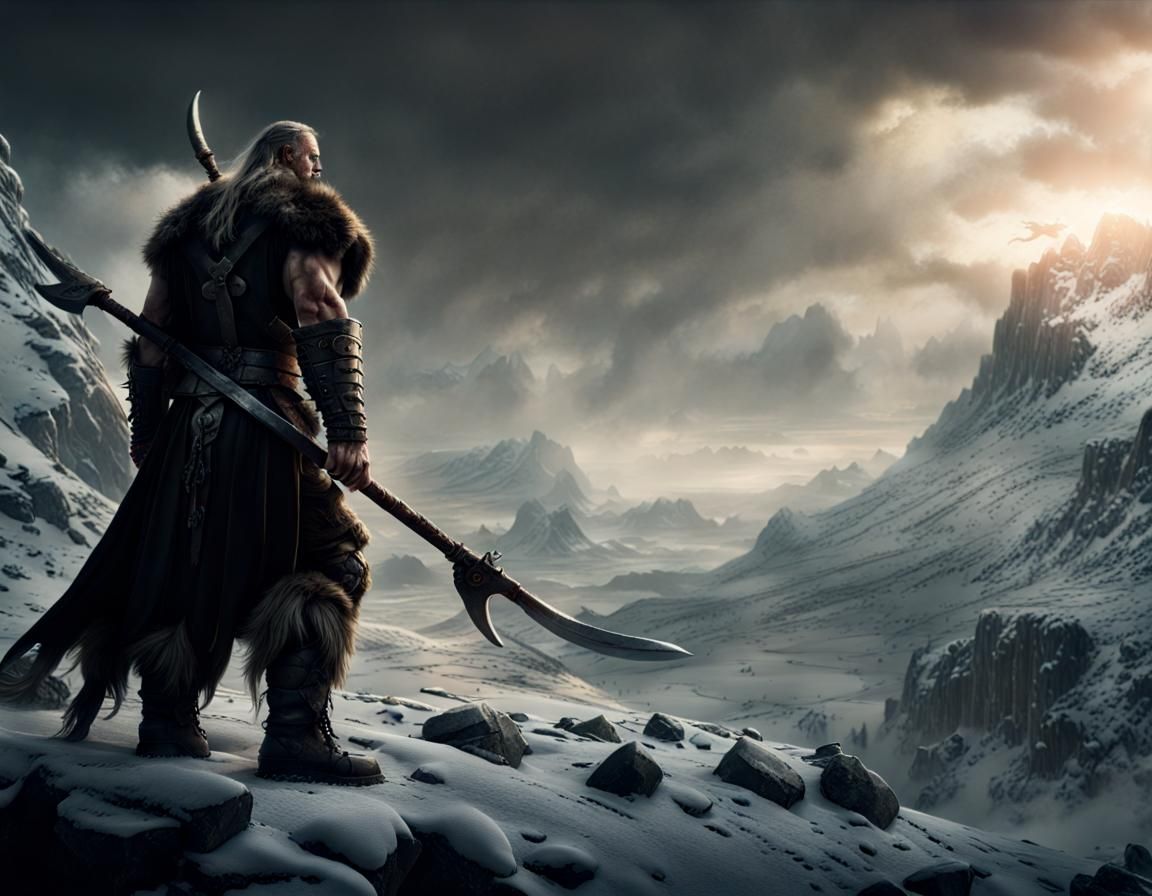 Epic Norse Berserker in Digital Matte Painting