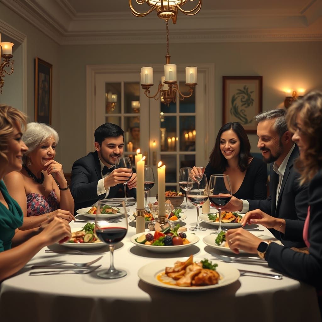 Luscious Meal in a Dining Room, Photorealistic Render