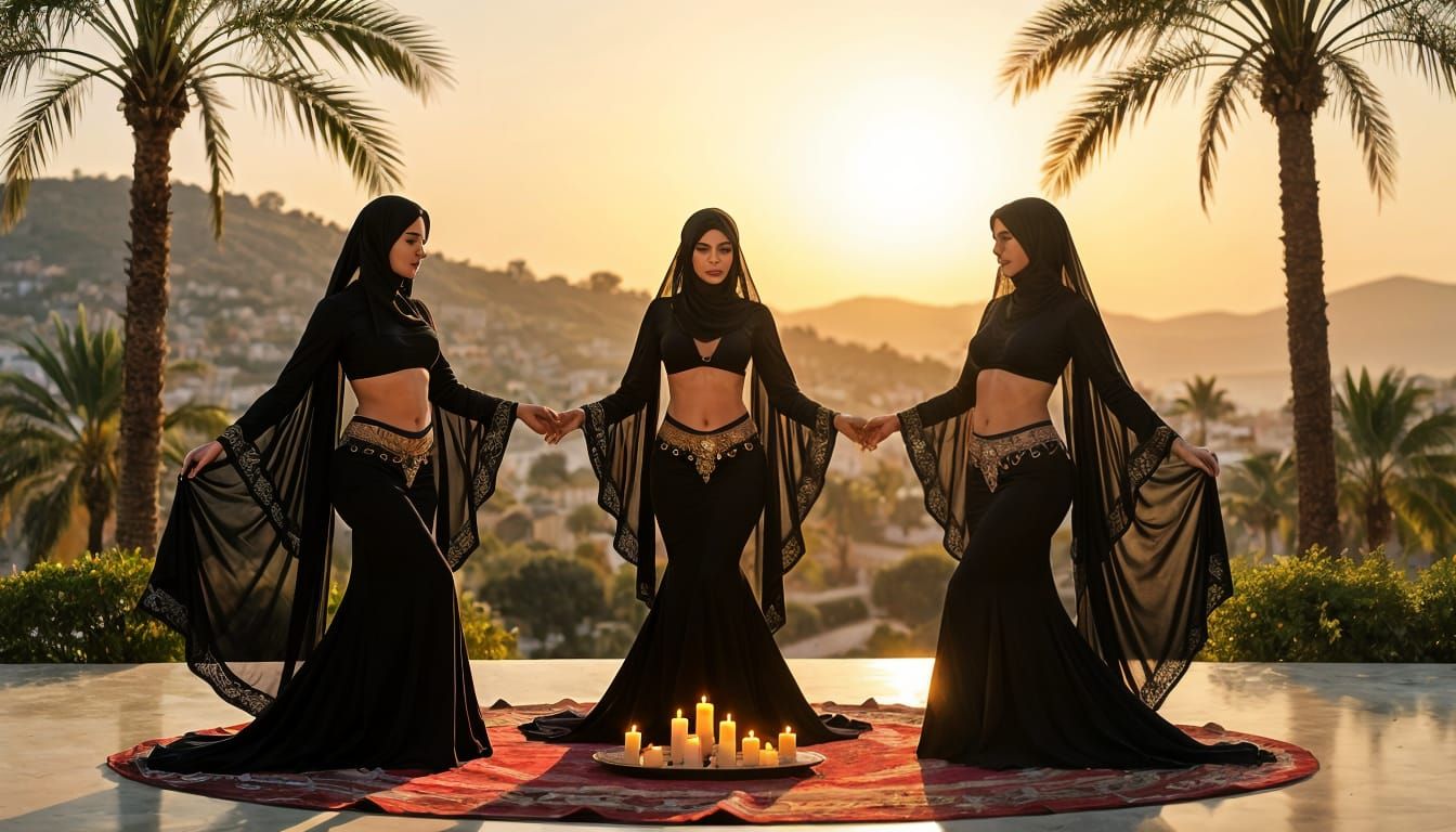 Women in Niqabs Belly Dancing by Candlelight