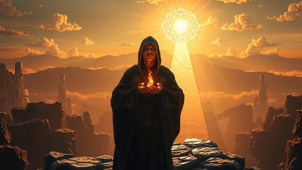 Solitary Figure at the Threshold of Two Worlds in Ethereal L...