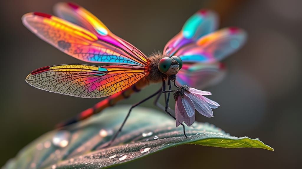 Fairy with Iridescent Dragonfly Wings in Hyperrealism