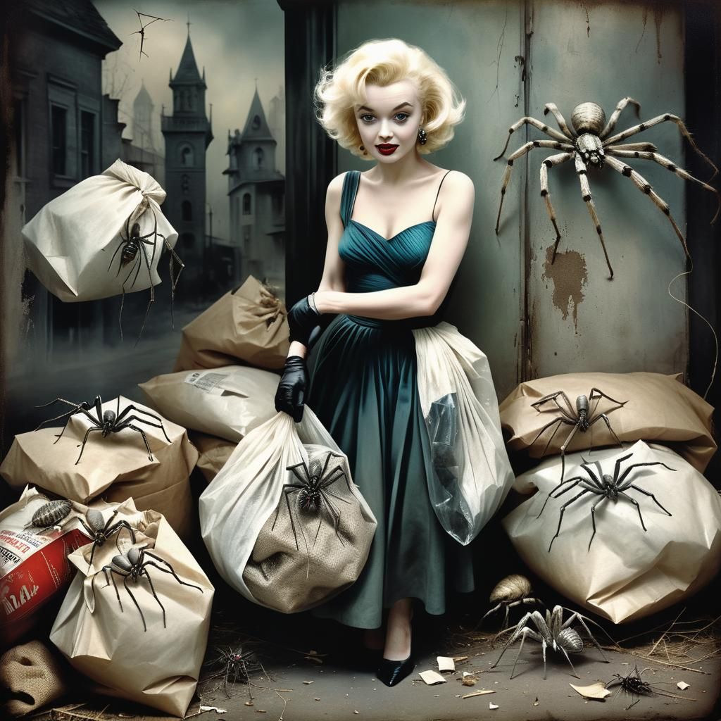 Marilyn Monroe Buys Spiders: Vintage Photograph