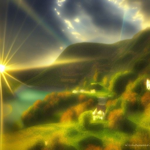 Cliffside Village in Divine Sunlight