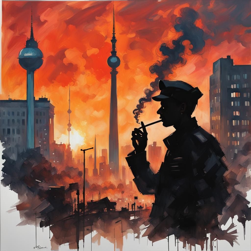 Berlin Sunset After Bombing: Digital Painting