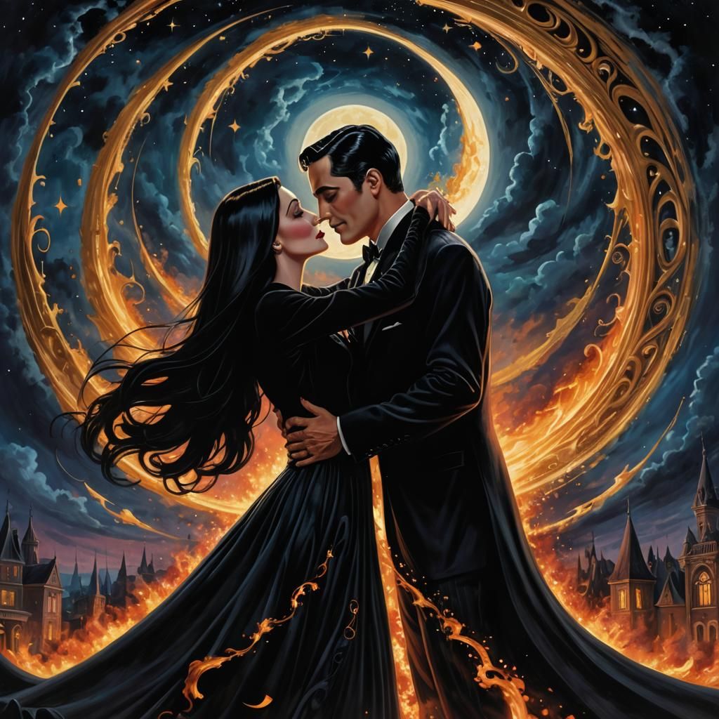 Passionate Embrace Under Moonlight: Ethereal Romance in HDR