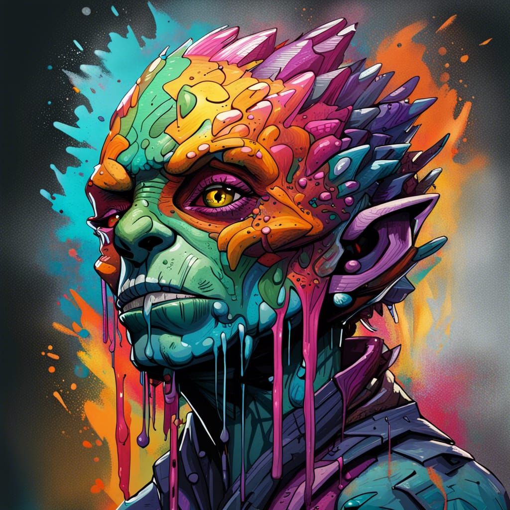 DND Changeling Graffiti Art Portrait
