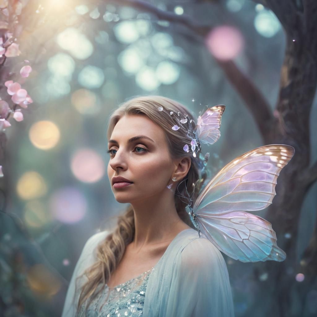 Ethereal Portrait of Woman in Enchanted Forest