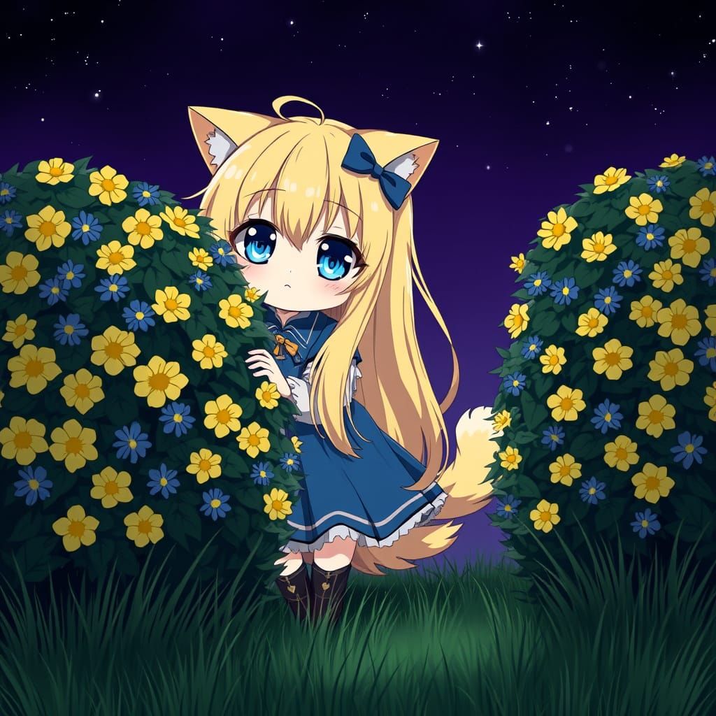 Adorable Anime Catgirl in a Secret Hideaway