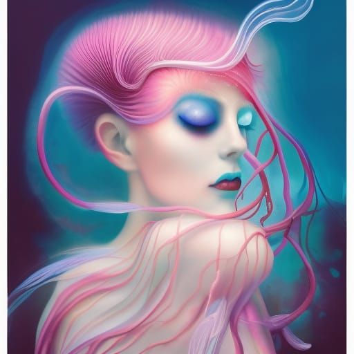 Ethereal Jellyfish Girl with Bioluminescent Glow