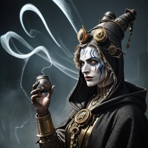 Steampunk Cult Ritual in Ancient Temple