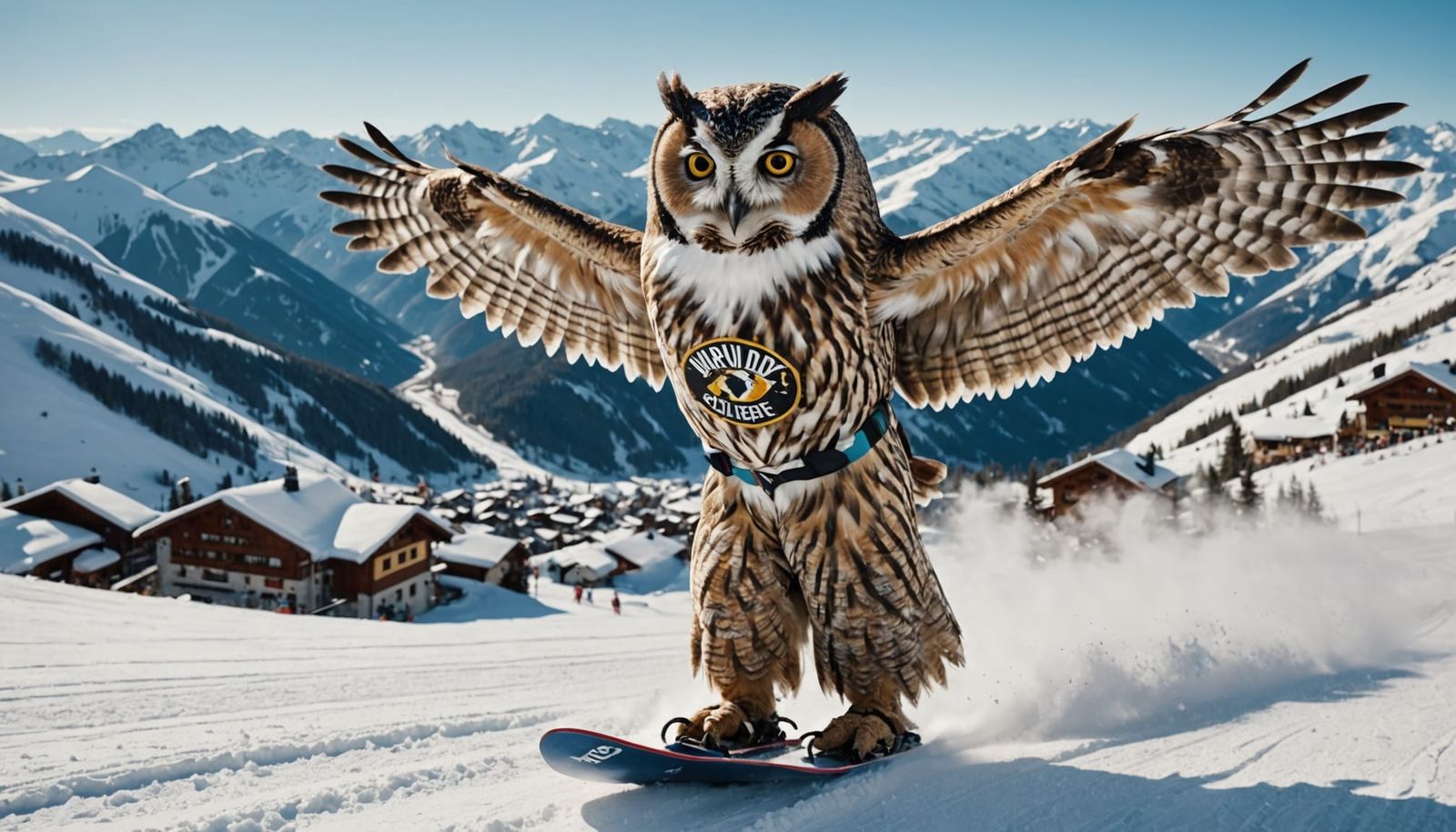 Humanoid Owl Snowboarder in Action