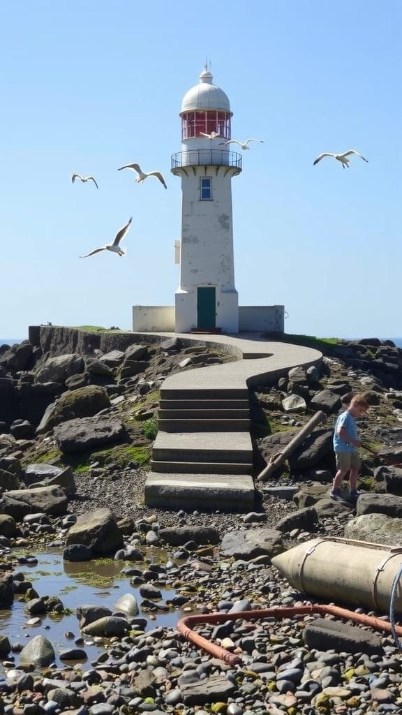 Abandoned Lighthouse on Rugged Coastline