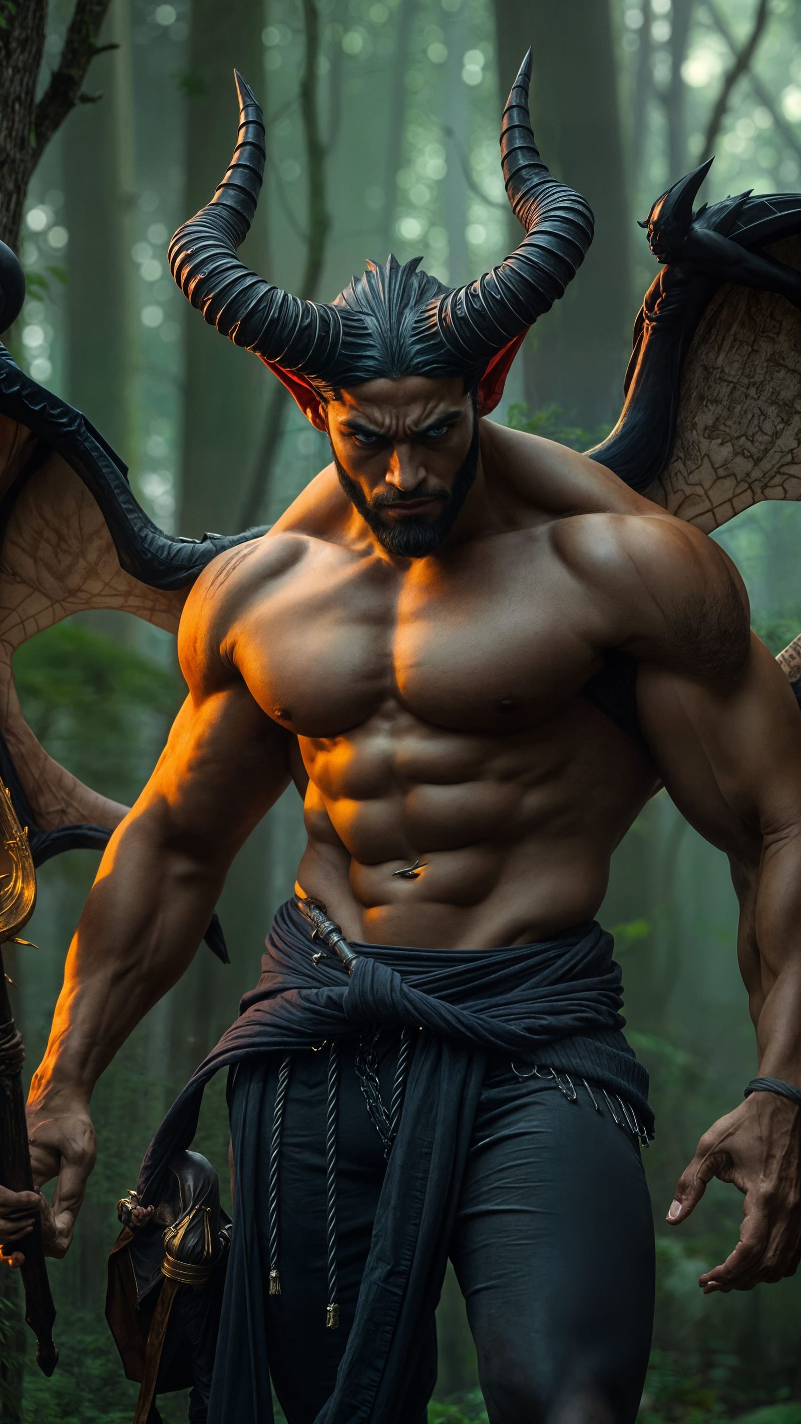 Muscular Desire Demon in a Magical Forest