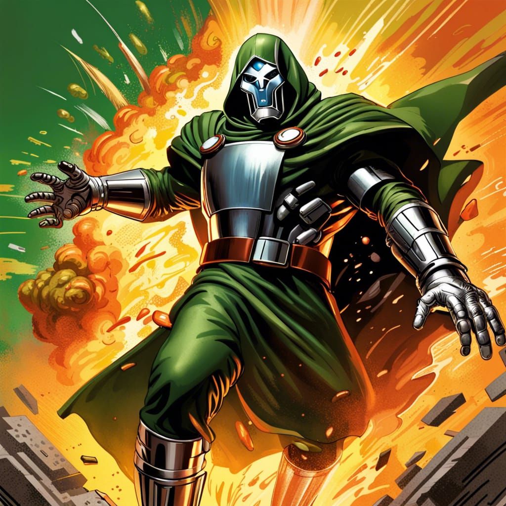 Doctor Doom Sets Off Explosions in Hyperrealistic Splash Art
