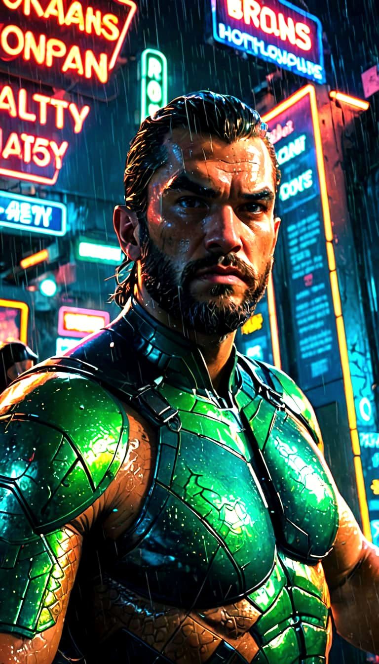 Aquaman in a Gritty Cyberpunk Underwater Metropolis